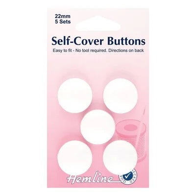 Hemline Self-cover Cover buttons - 22mm - white, 5 pack