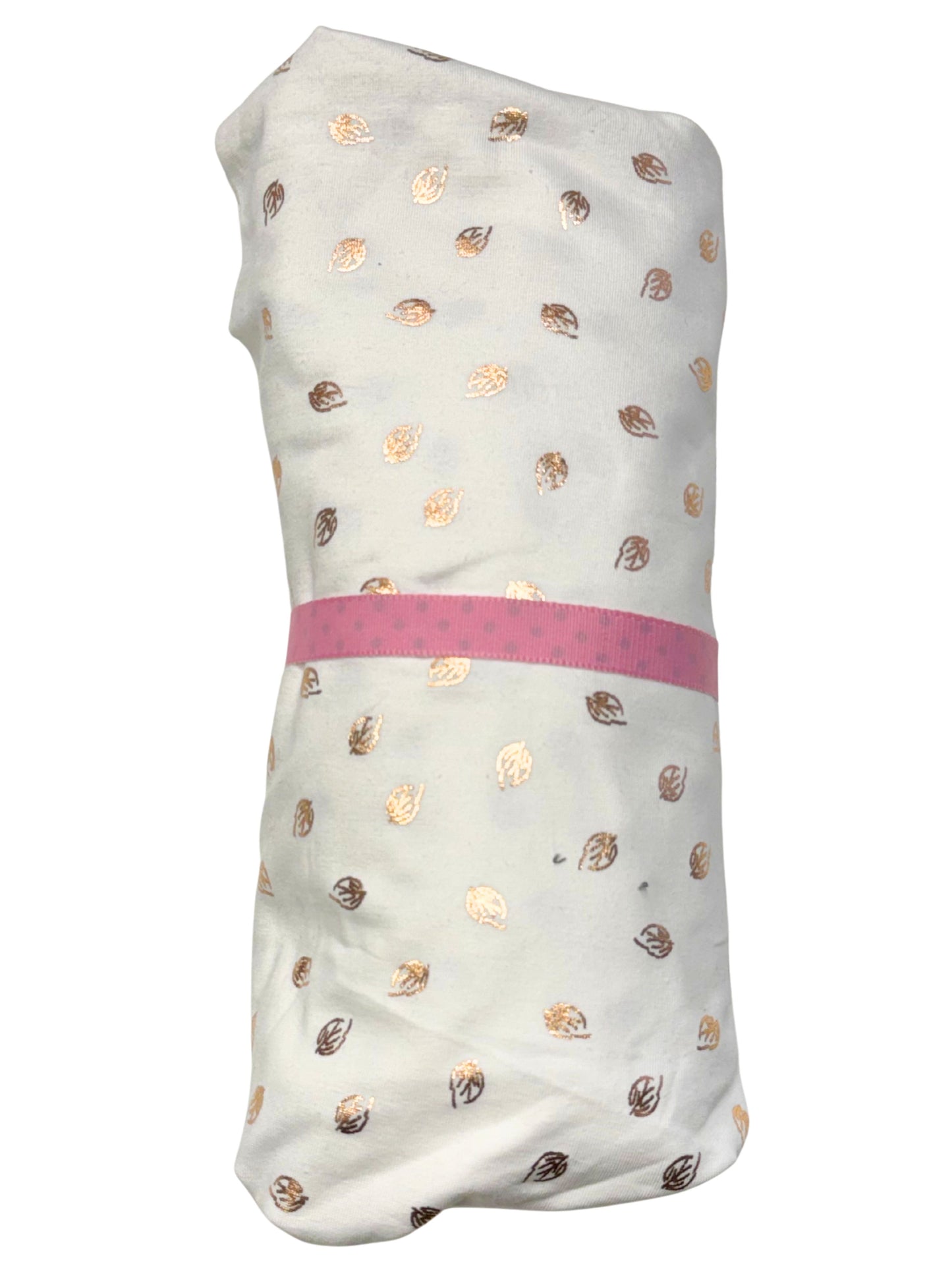 White Cotton Jersey with Gold Foil Leaf