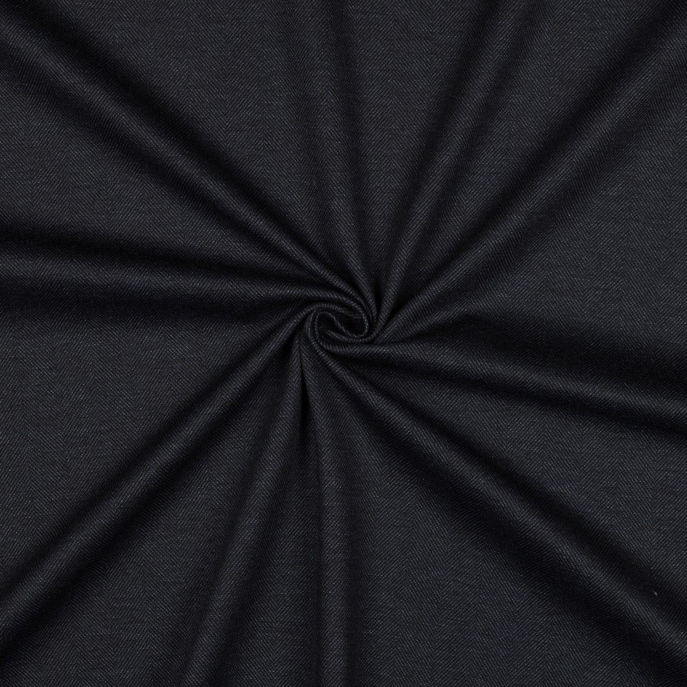 Navy Linen Cotton Herringbone