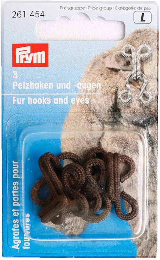 Prym Fur hooks and eyes - brown