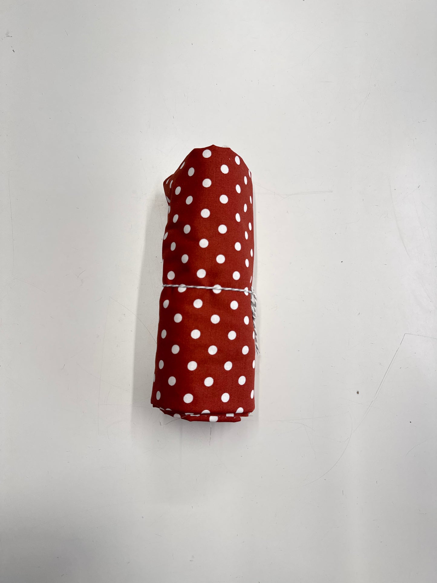 Remnant Rust Red with white polka cotton