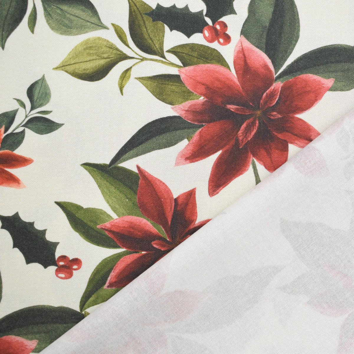 Christmas Flowers Canvas Fabric