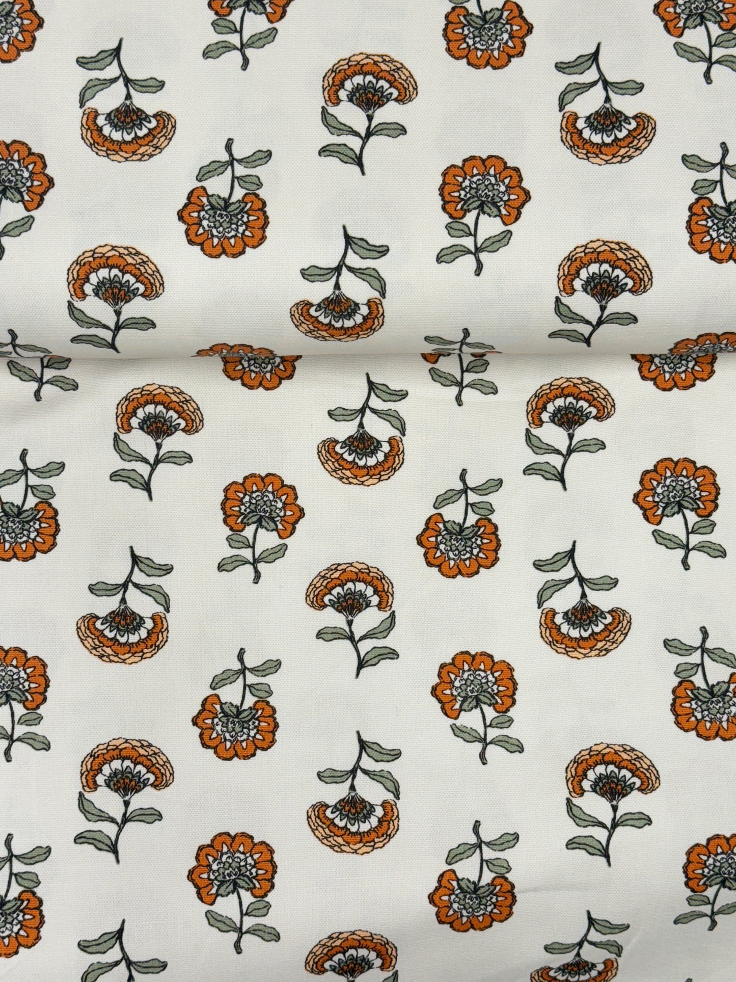 Cream canvas with orange flower print