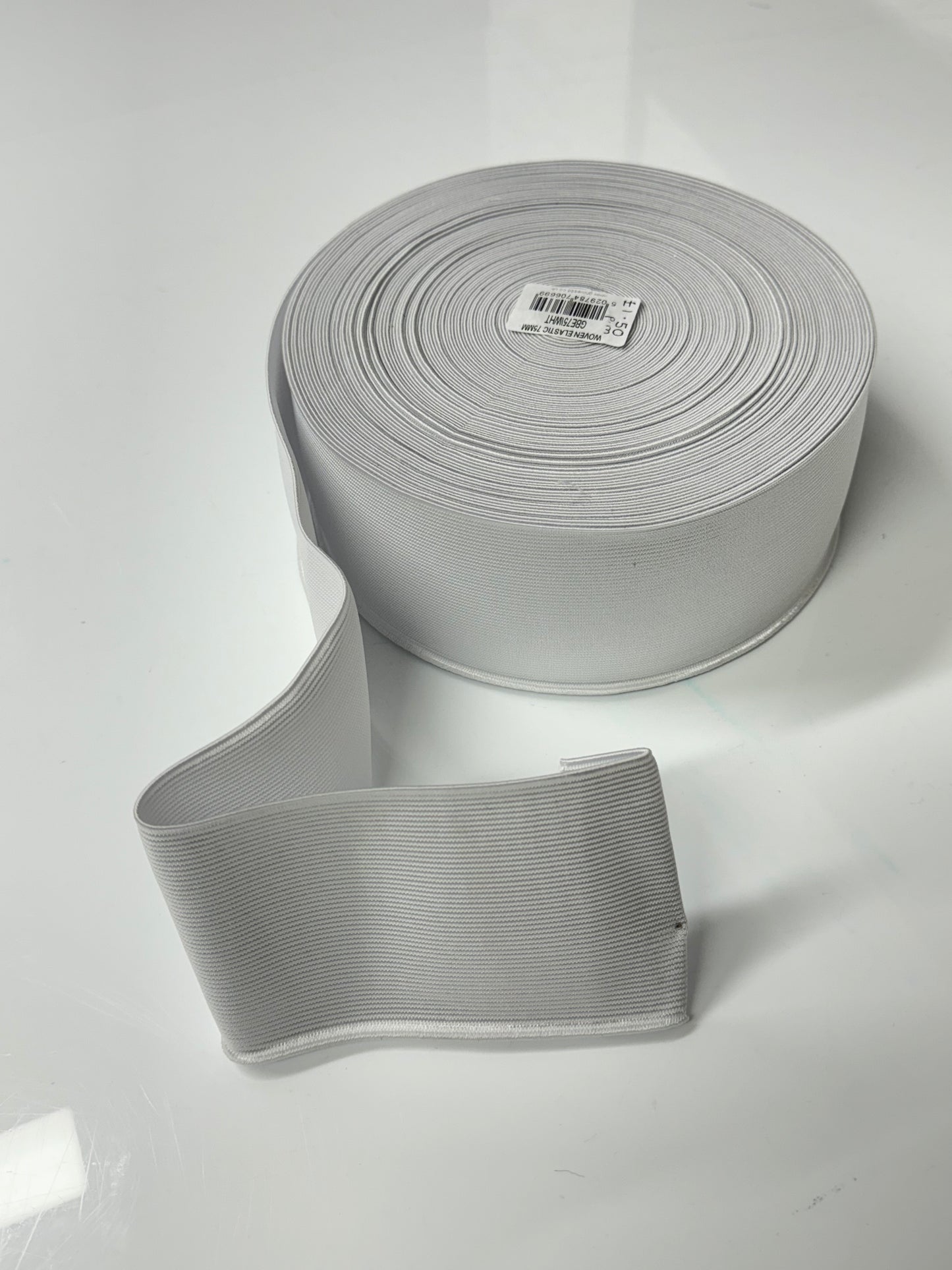 75mm Wide White Elastic