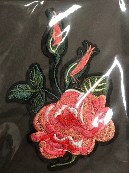 Dark Rose Spray - Iron On Motif