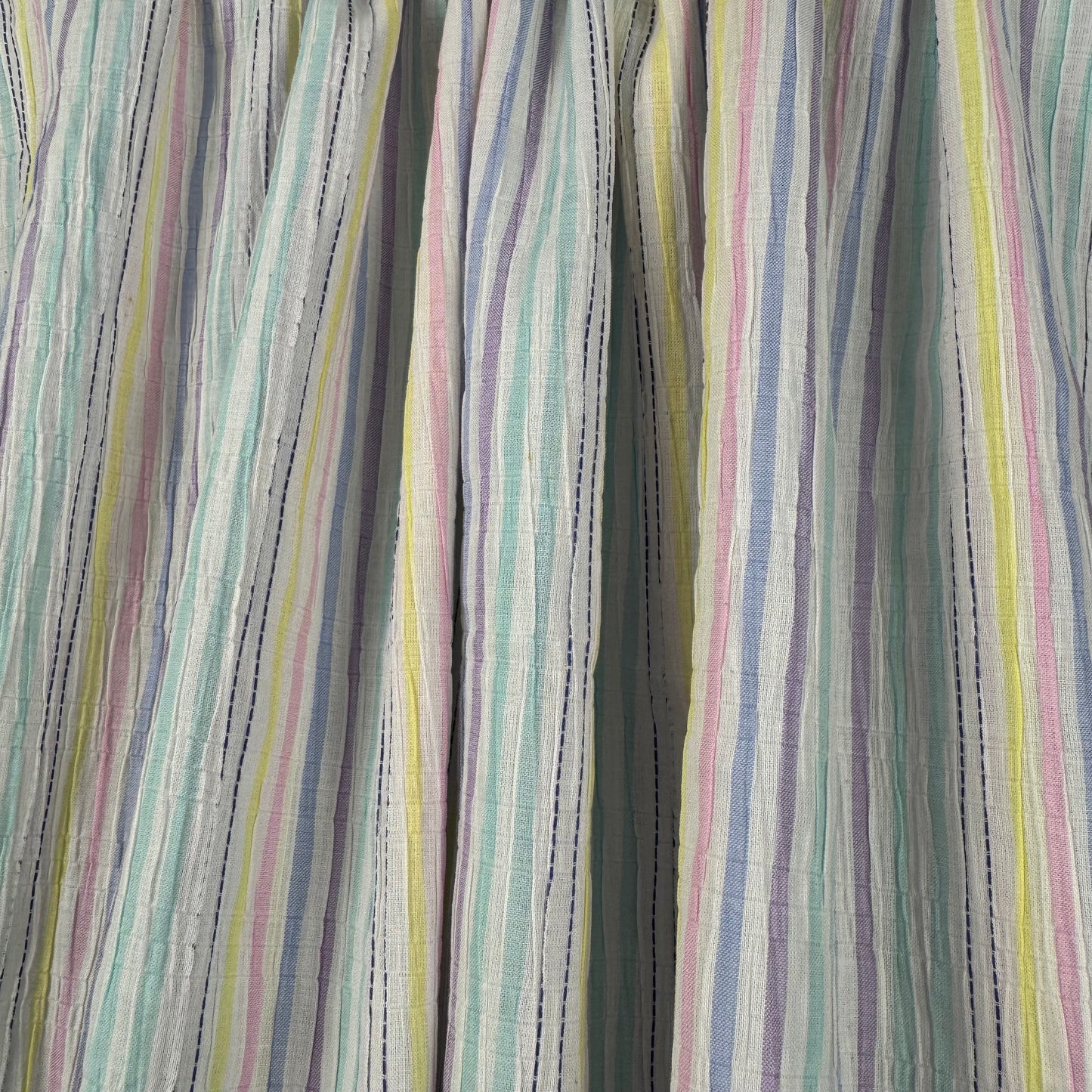 Pastel Rainbow Navy Stitch Cotton Seersucker SW02