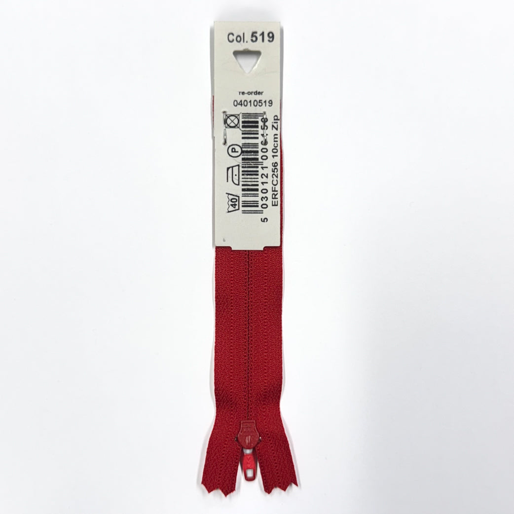 Red 519 YKK Standard Zip