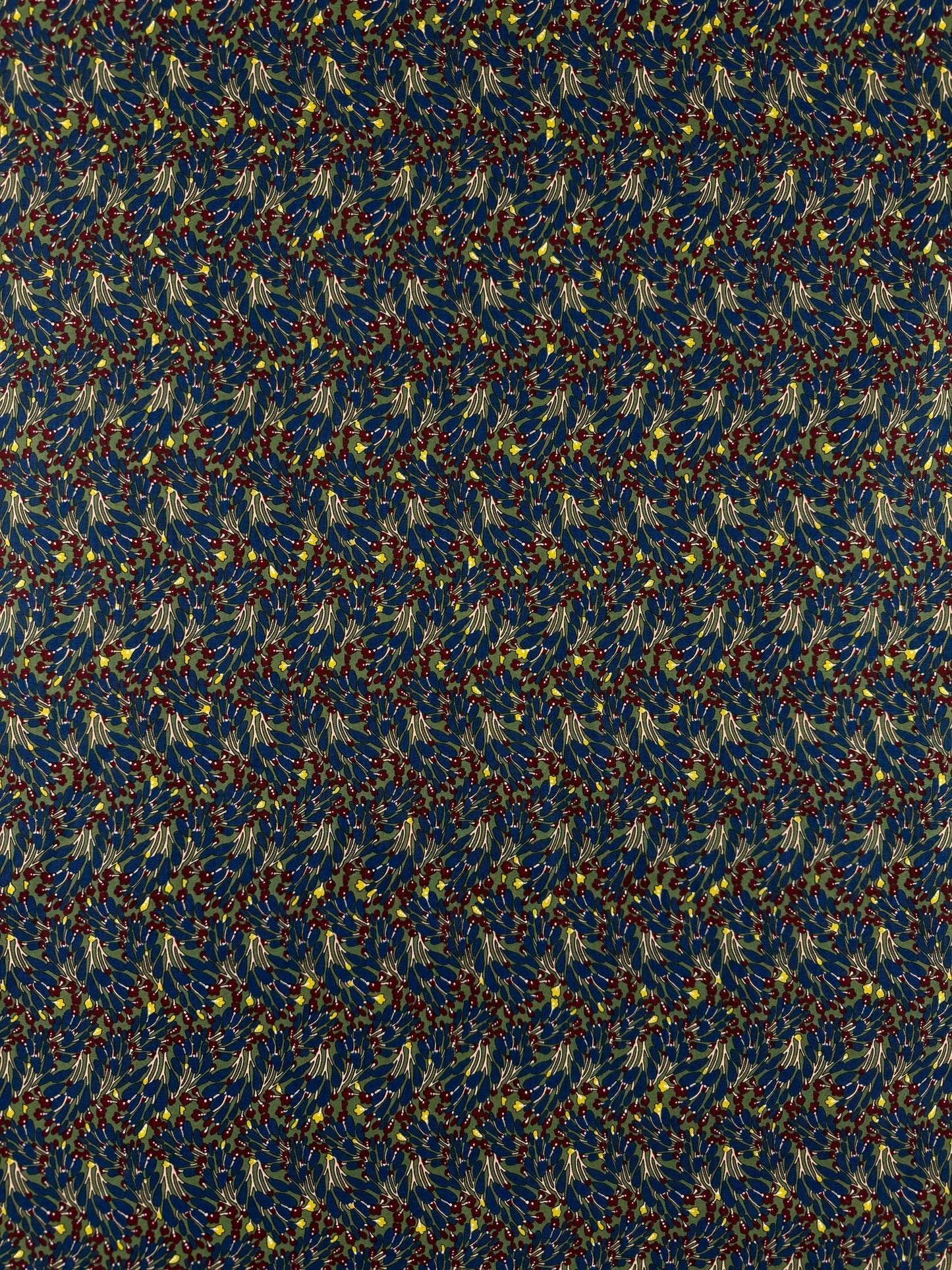 Dark Green and Teal Sprigs Cotton