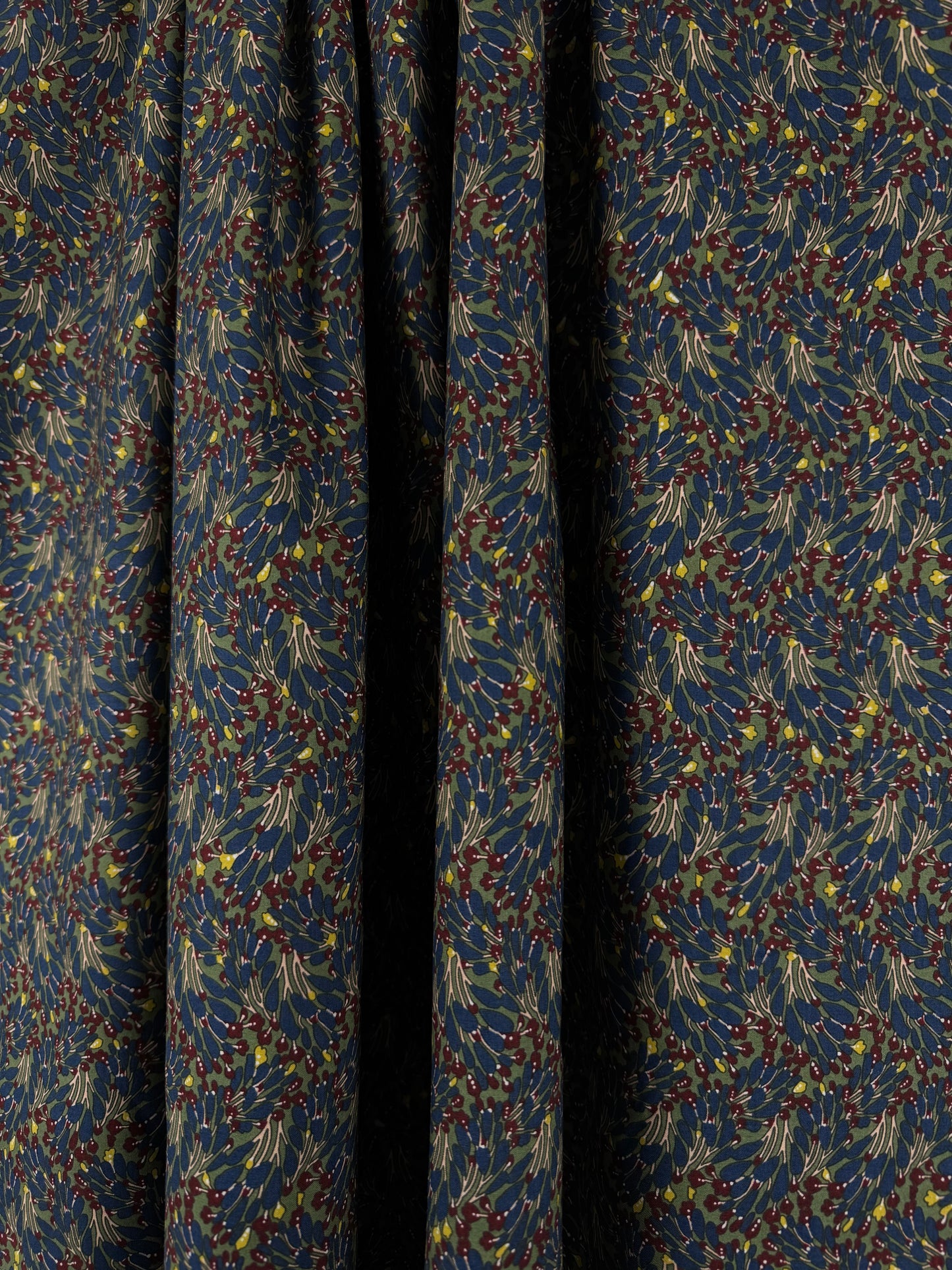 Dark Green and Teal Sprigs Cotton