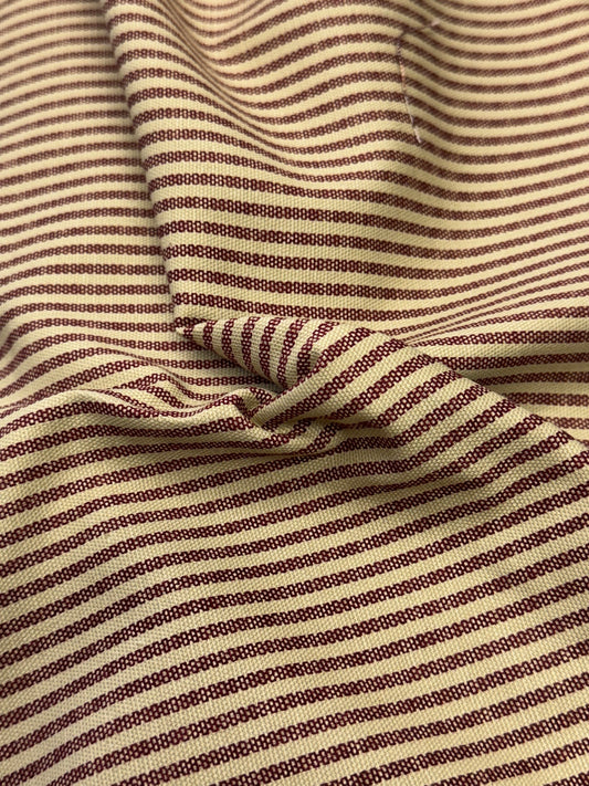 Burgundy and Sand Timeless Stripe - Cotton Duck