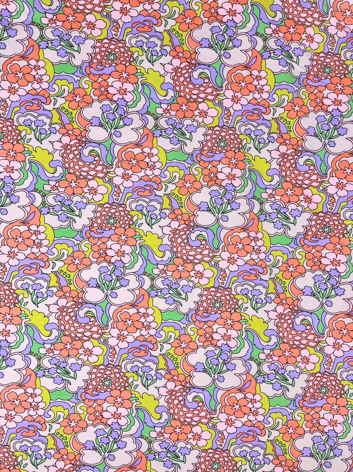 Pink Abstract Flowers French Terry