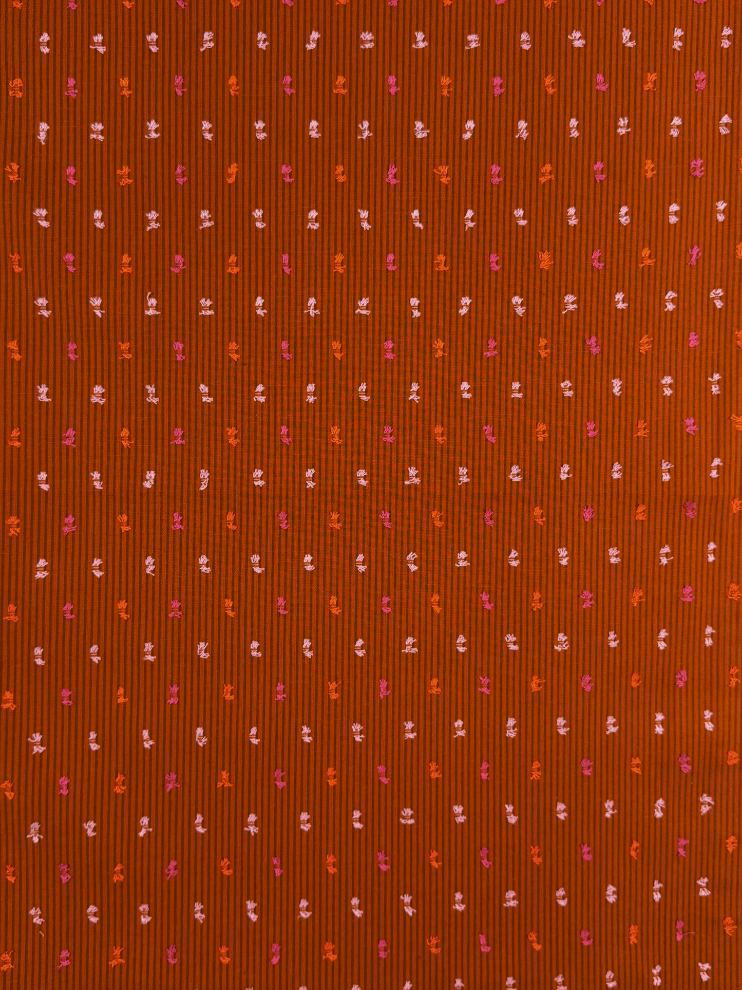 Garden Variety Rust Pin Stripe Cotton Yarn-dyed Dobby spot fabric