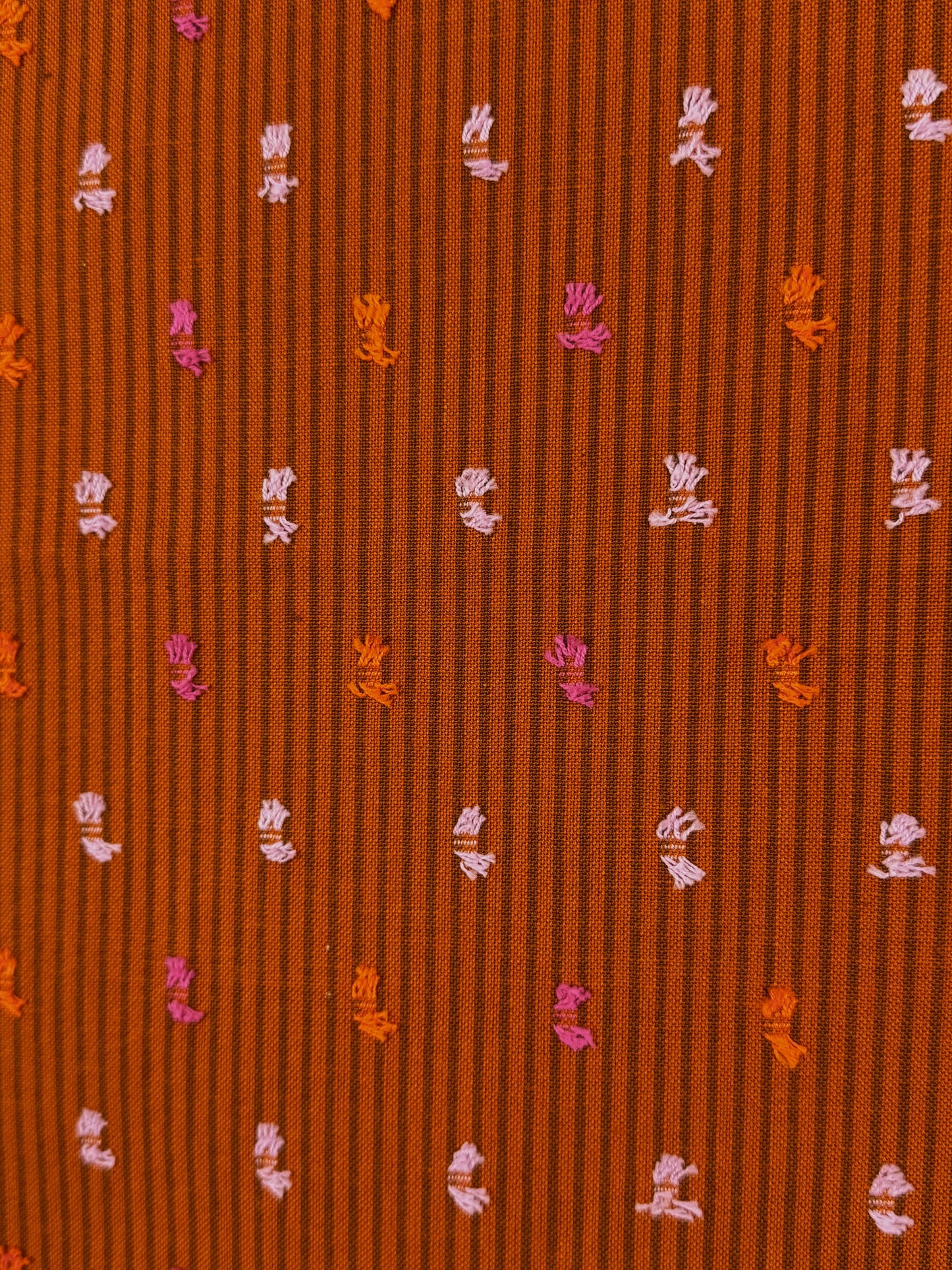 Garden Variety Rust Pin Stripe Cotton Yarn-dyed Dobby spot fabric