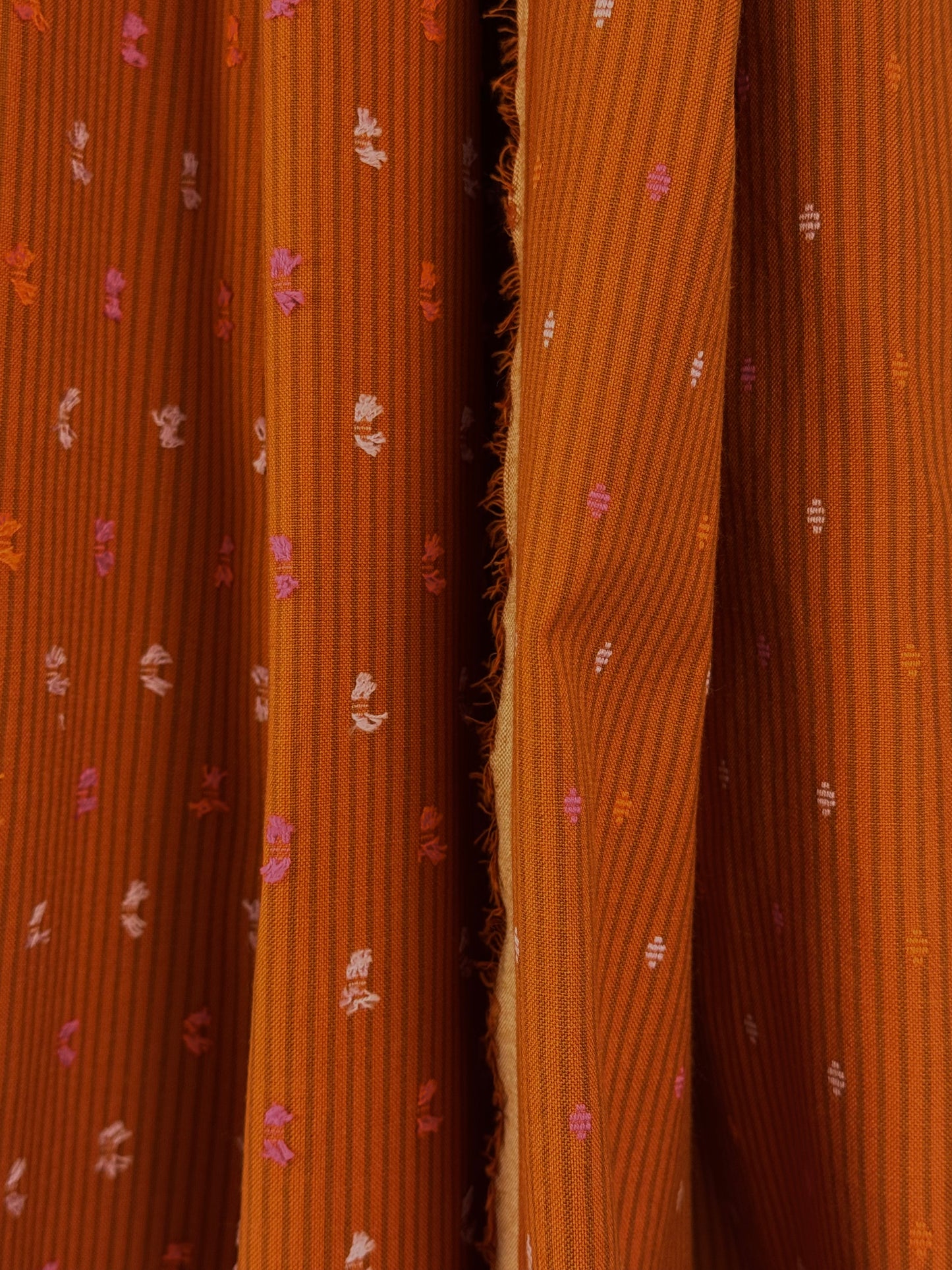 Garden Variety Rust Pin Stripe Cotton Yarn-dyed Dobby spot fabric