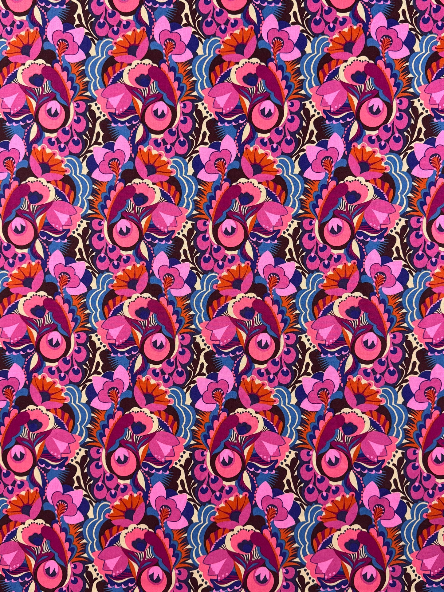 Vibrant Feathers and Florals 'Shooting Star' Cotton by Anna Maria