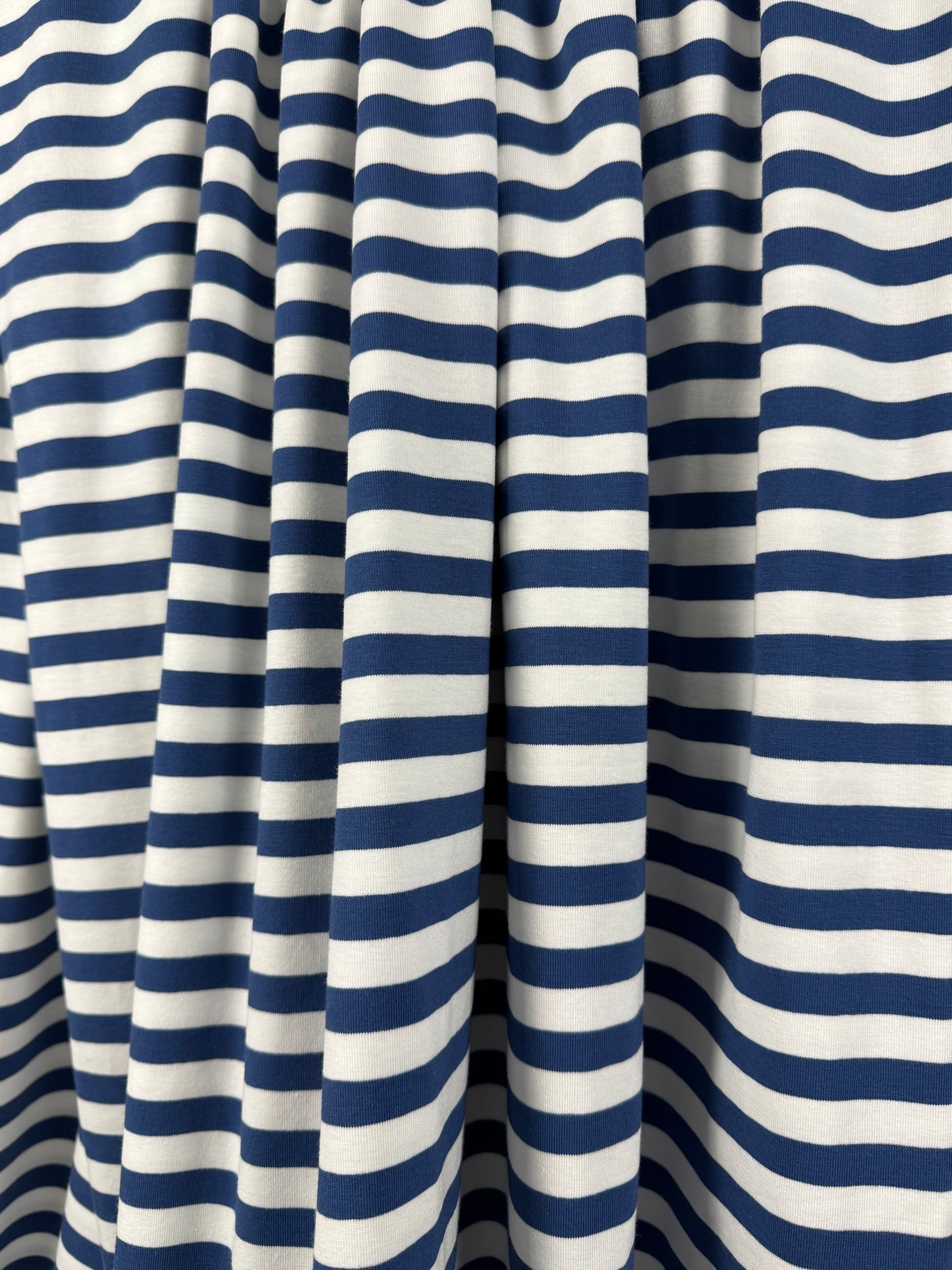 Blue and White Stripe Cotton Jersey