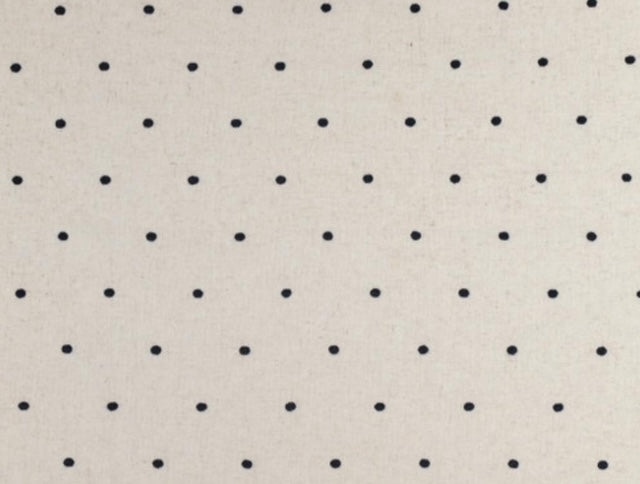 Embroidered Dot Linen blend - Black and Oatmeal V43