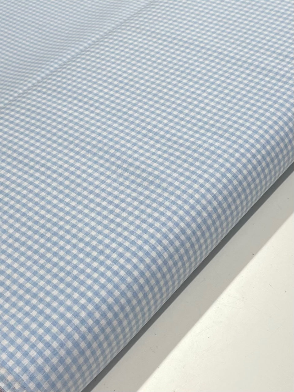 Pale blue and white gingham