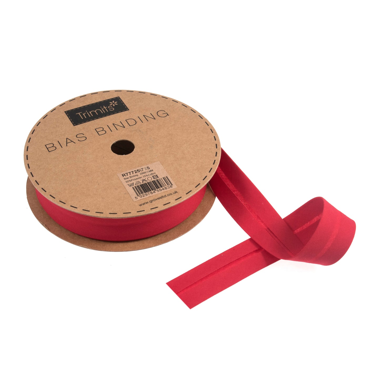 Bright Red Polycotton Bias Binding