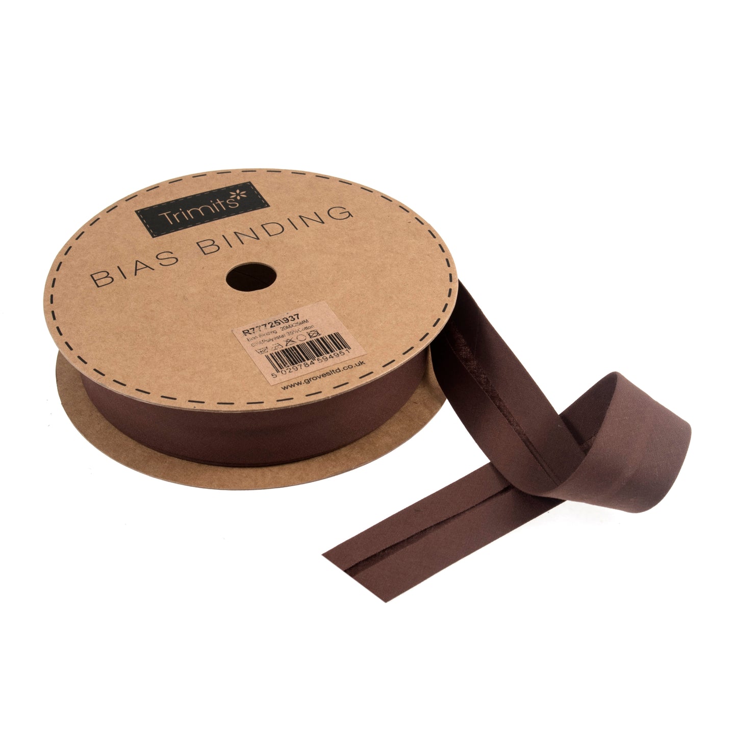 Chocolate Brown Polycotton Bias Binding
