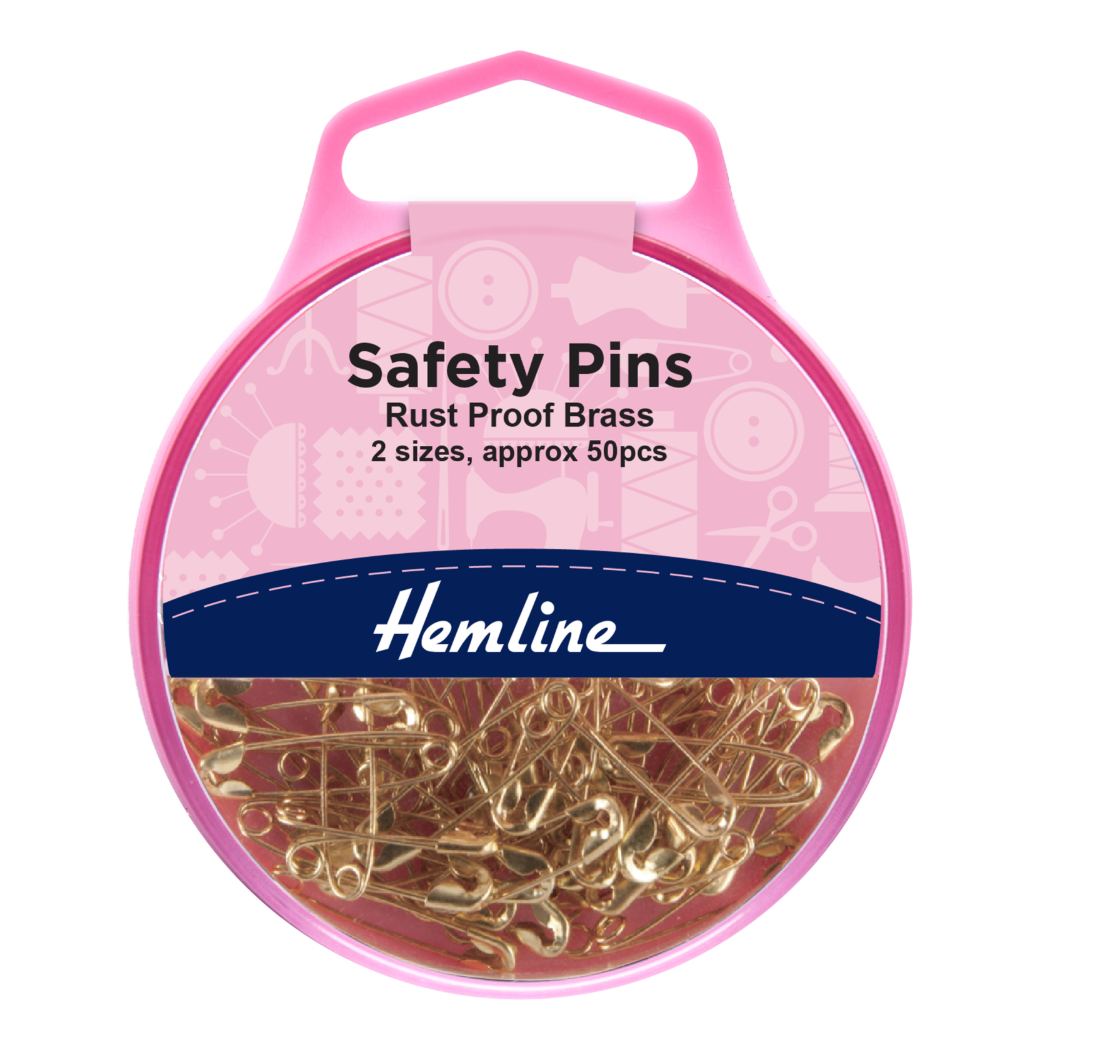 Hemline Safety Pins Assorted - Brass