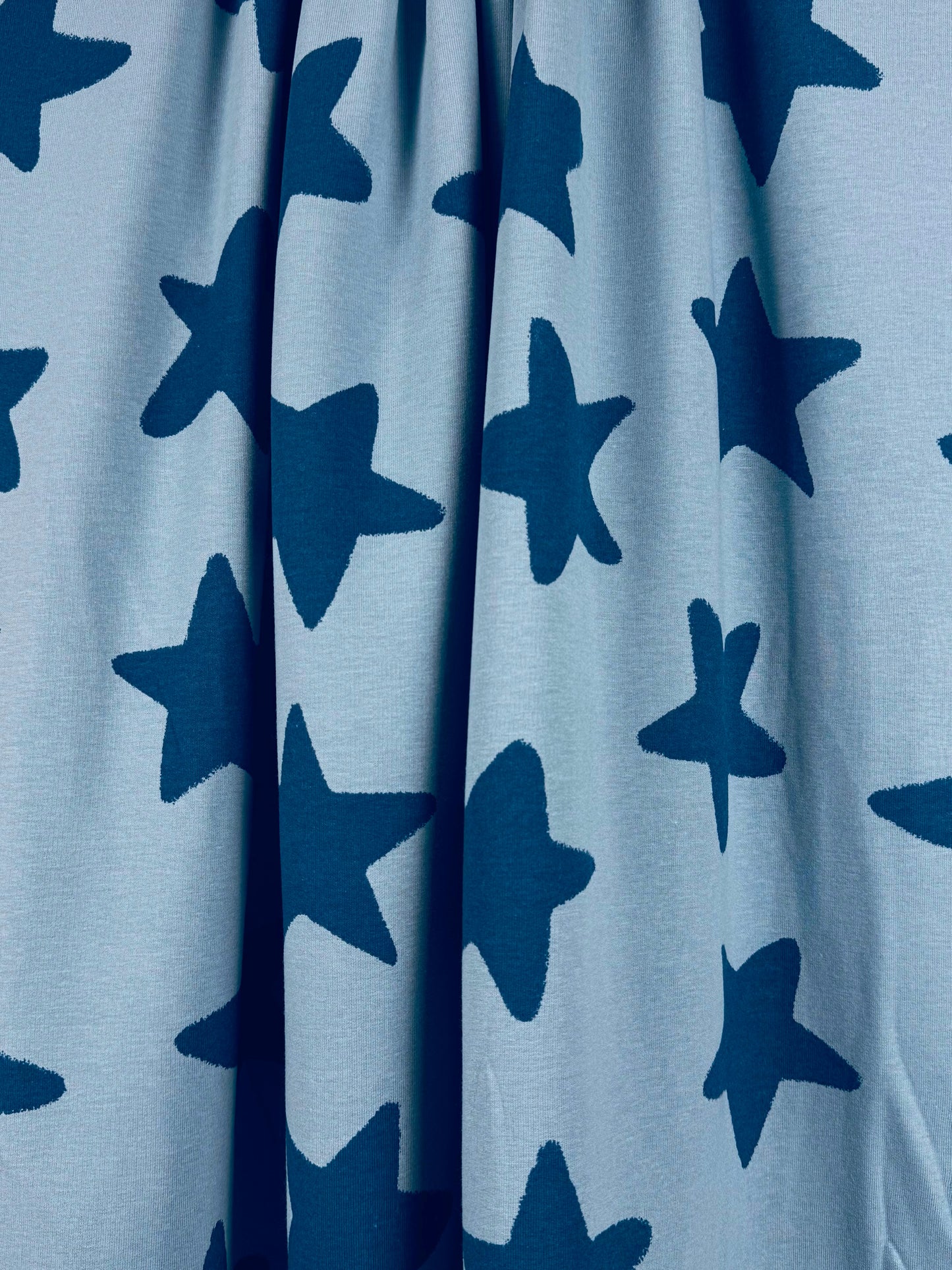 Petrol Blue Stars Soft Sweatshirting