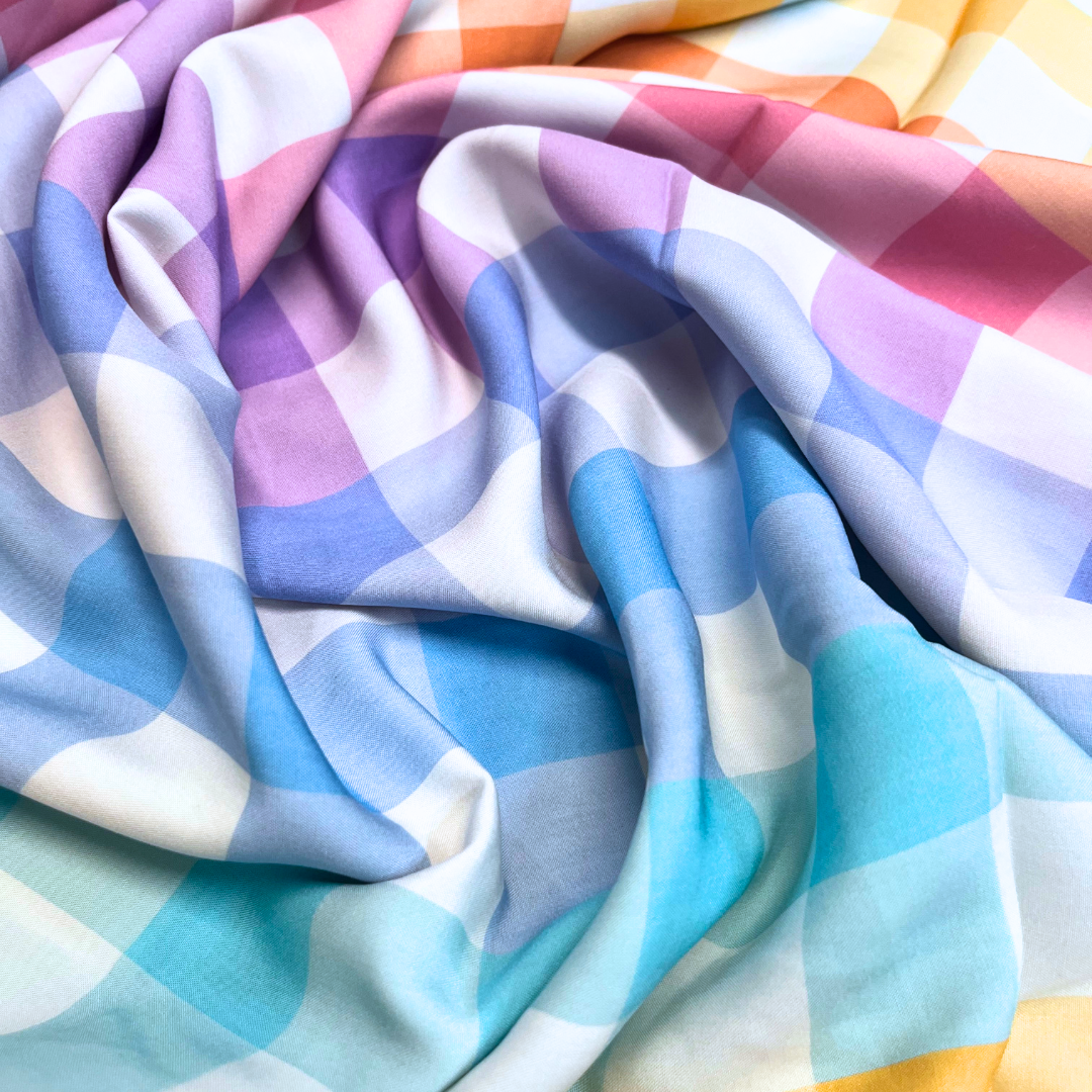 Large Rainbow Gingham Viscose by The Crafty Pie