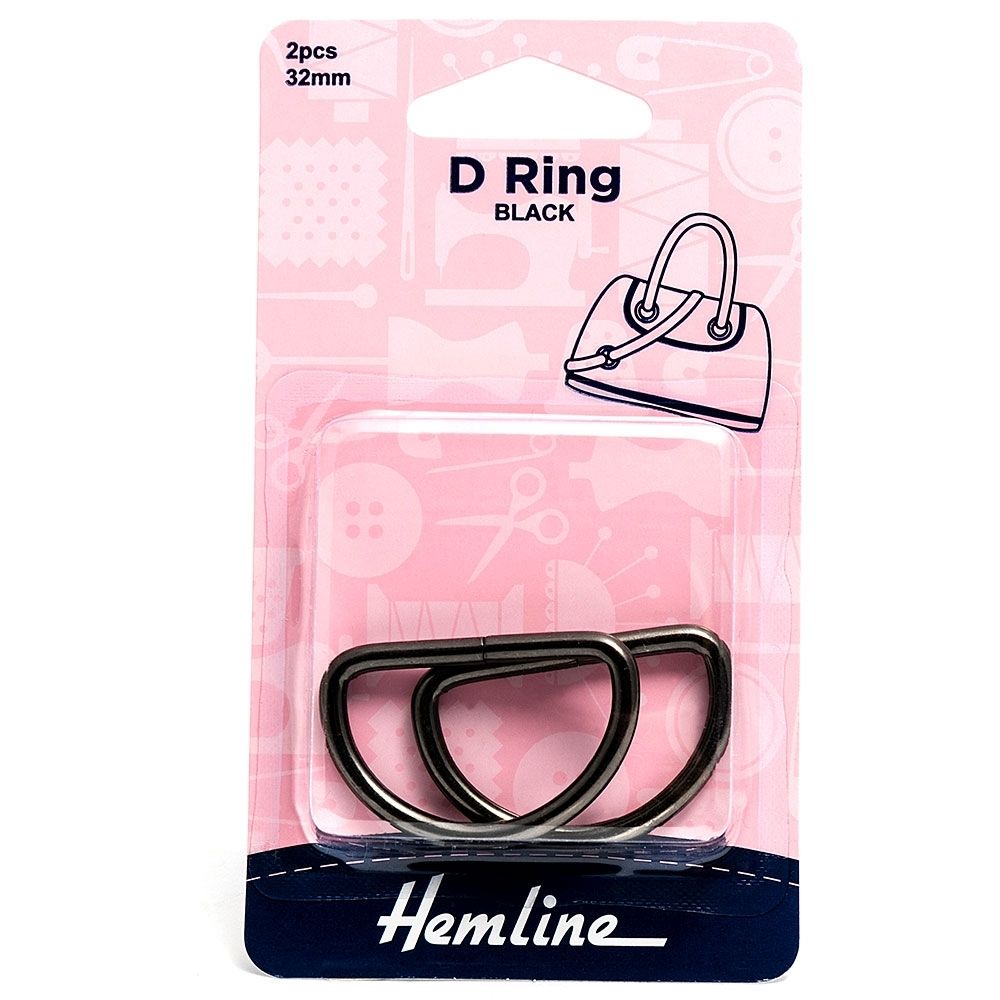 Hemline D Rings - Black Metal