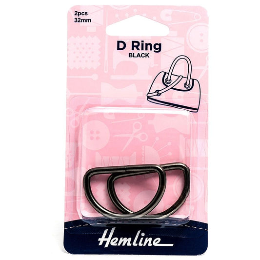 Hemline D Rings - Black Metal