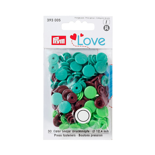 Prym Colour snap fastener - Prym Love - 12.44 mm - green, light green, brown