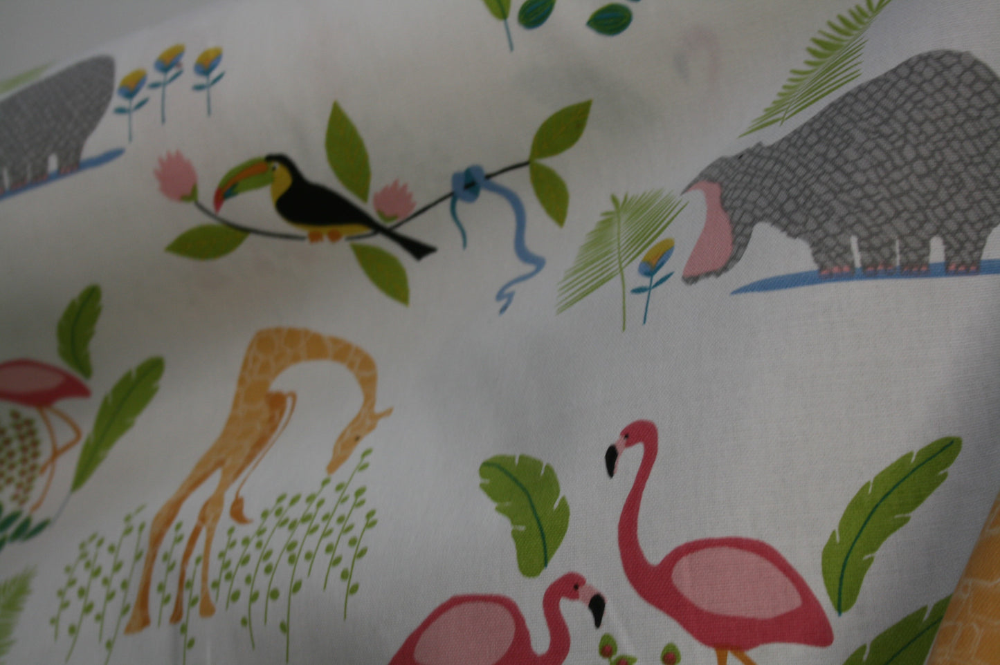 Tropicana Jungle Animals (white/multi) - Soft Furnishing Cotton