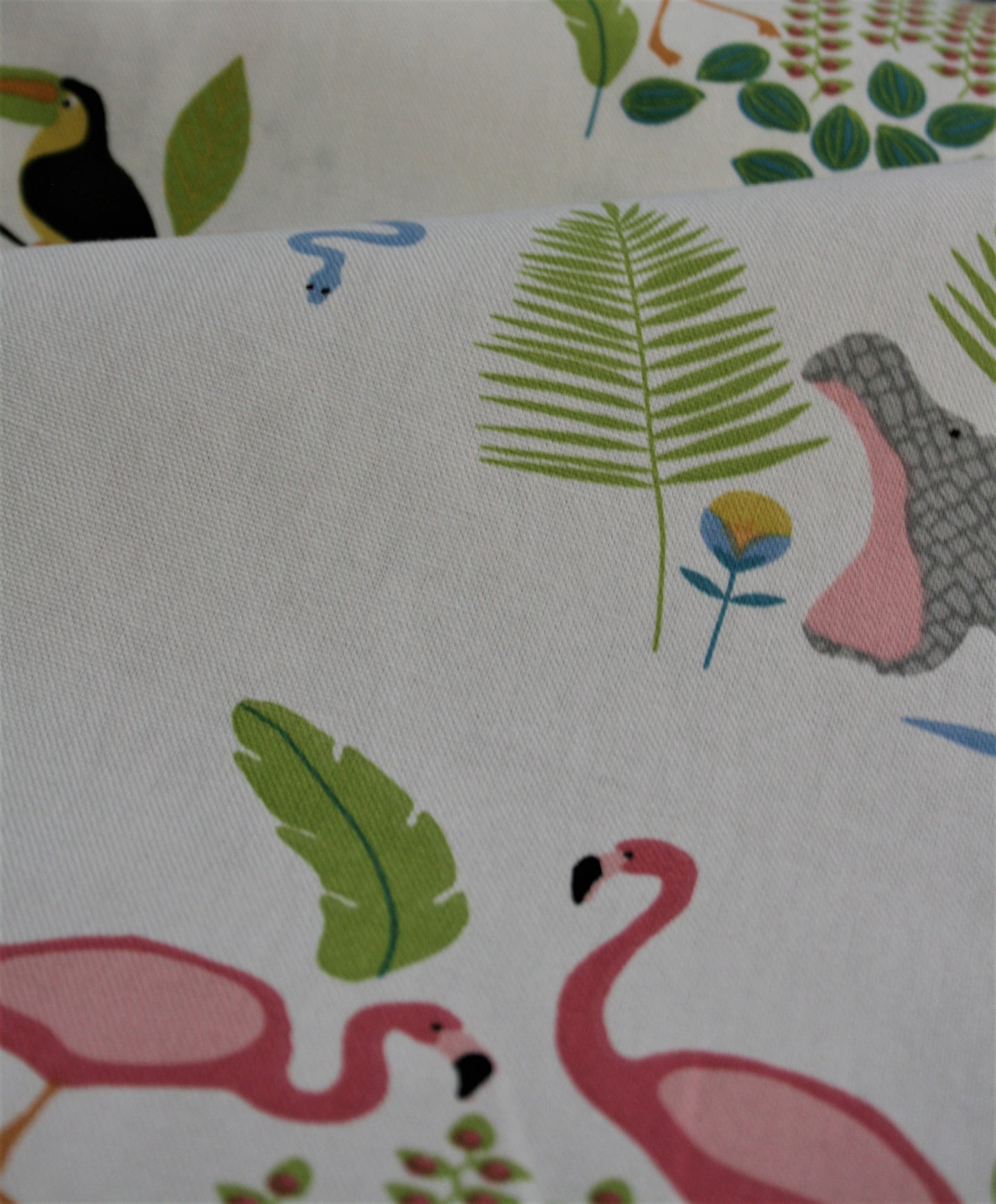 Tropicana Jungle Animals (white/multi) - Soft Furnishing Cotton