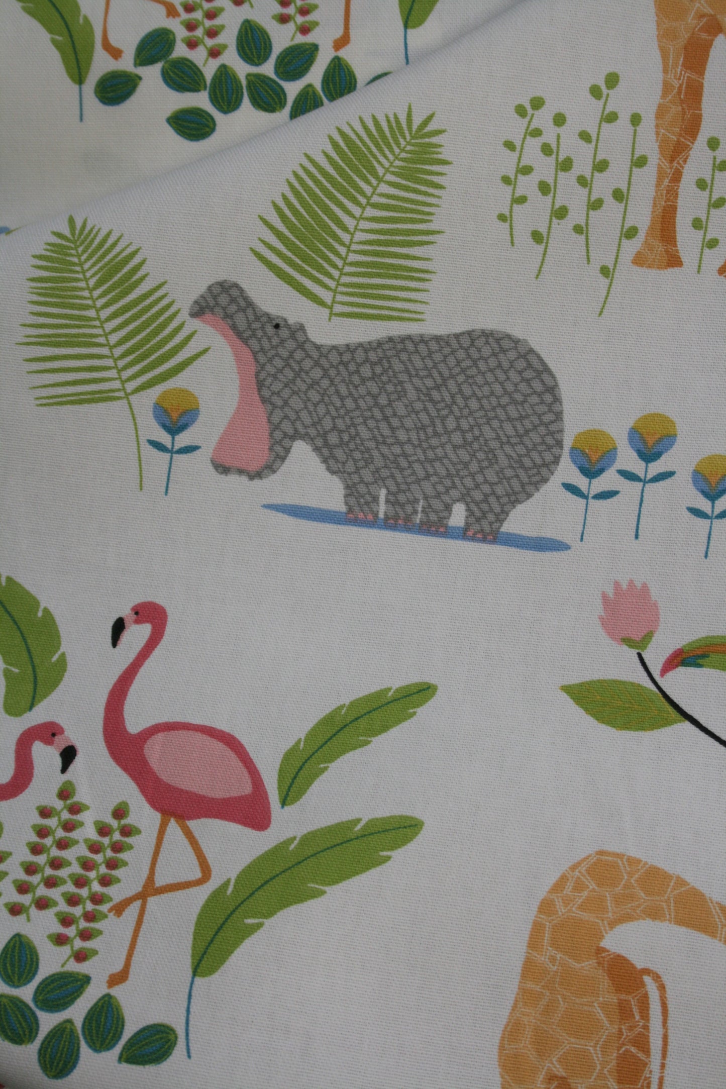 Tropicana Jungle Animals (white/multi) - Soft Furnishing Cotton