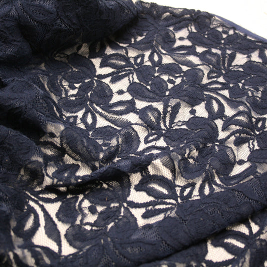 Two Tone Navy Lace - Cotton/Nylon Mix G18