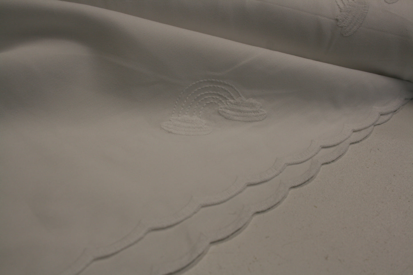 Embroidered Rainbows, White - Cotton SW05