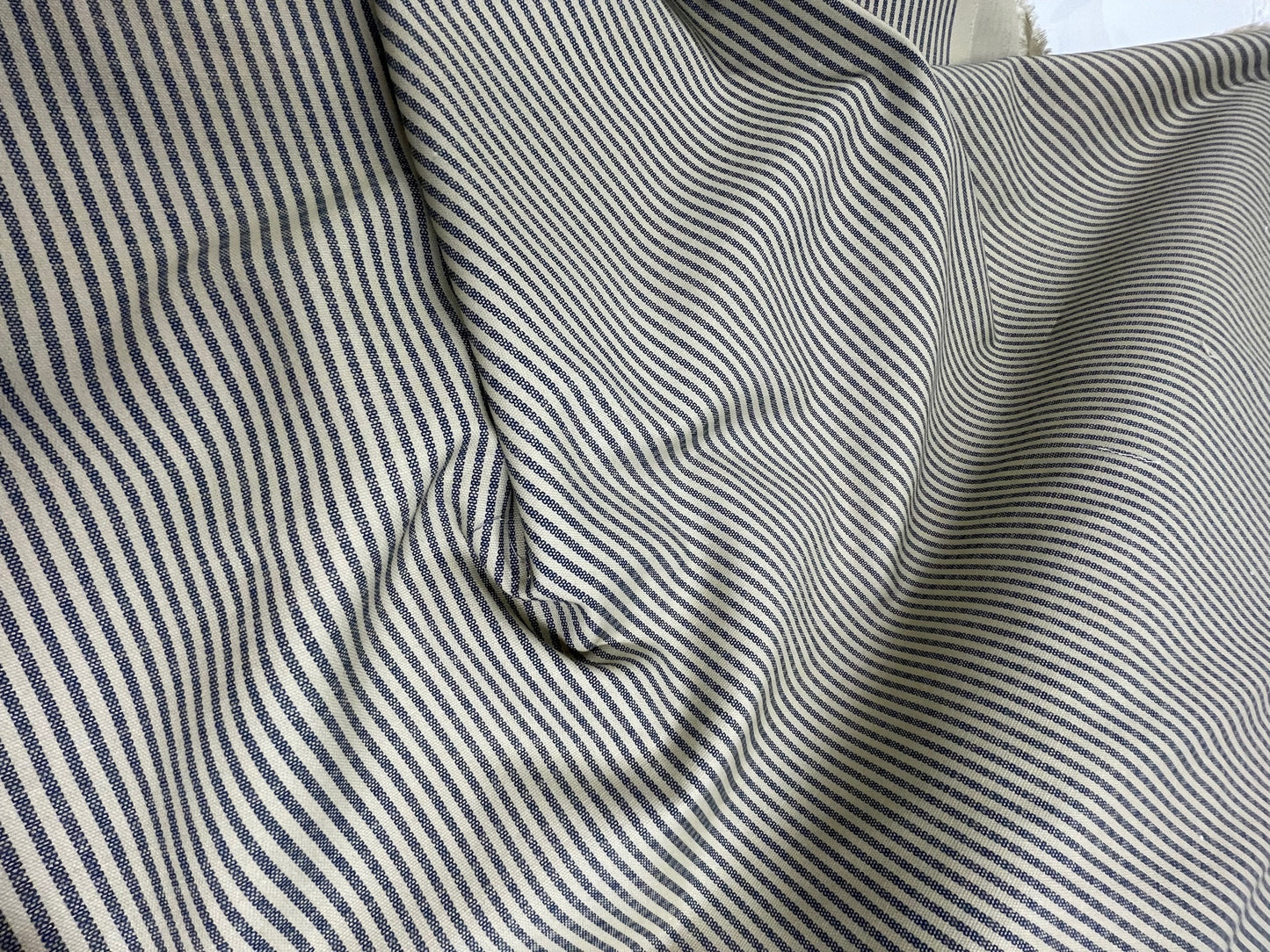 Navy Blue and Beige Timeless Stripe - Cotton Duck