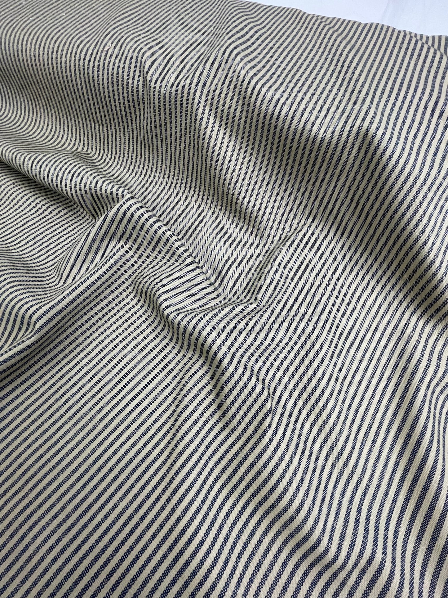 Navy Blue and Beige Timeless Stripe - Cotton Duck