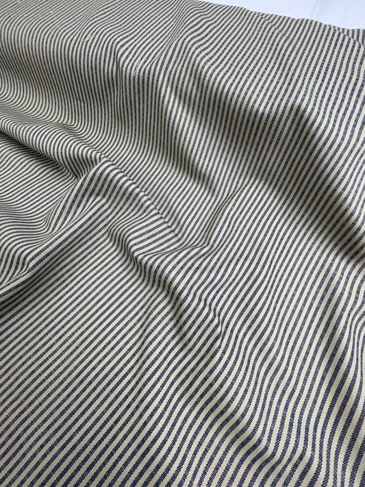 Navy Blue and Beige Timeless Stripe - Cotton Duck