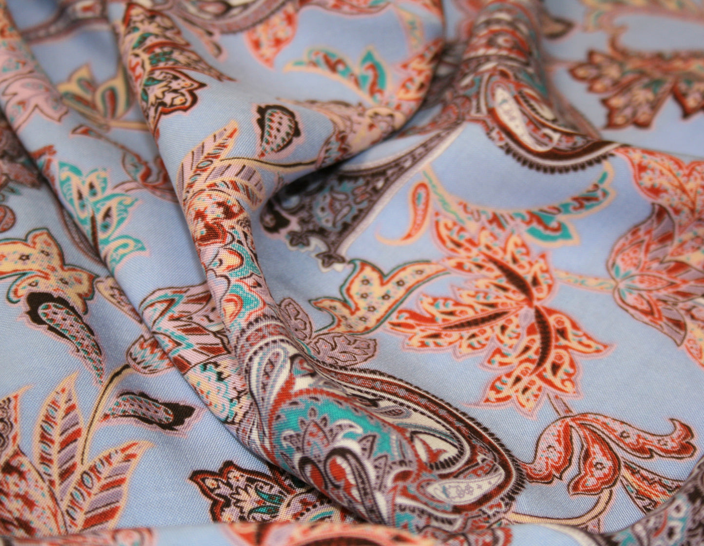 Sky blue paisley floral viscose