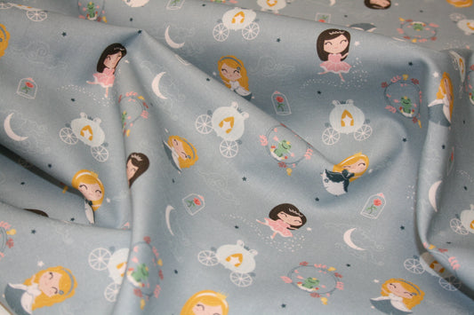 Pale Blue Princess Print Organic Cotton