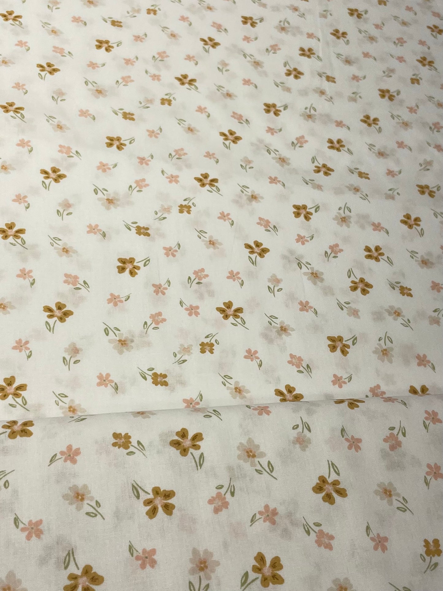 Cream, Blush and Beige Floral - Cotton Poplin