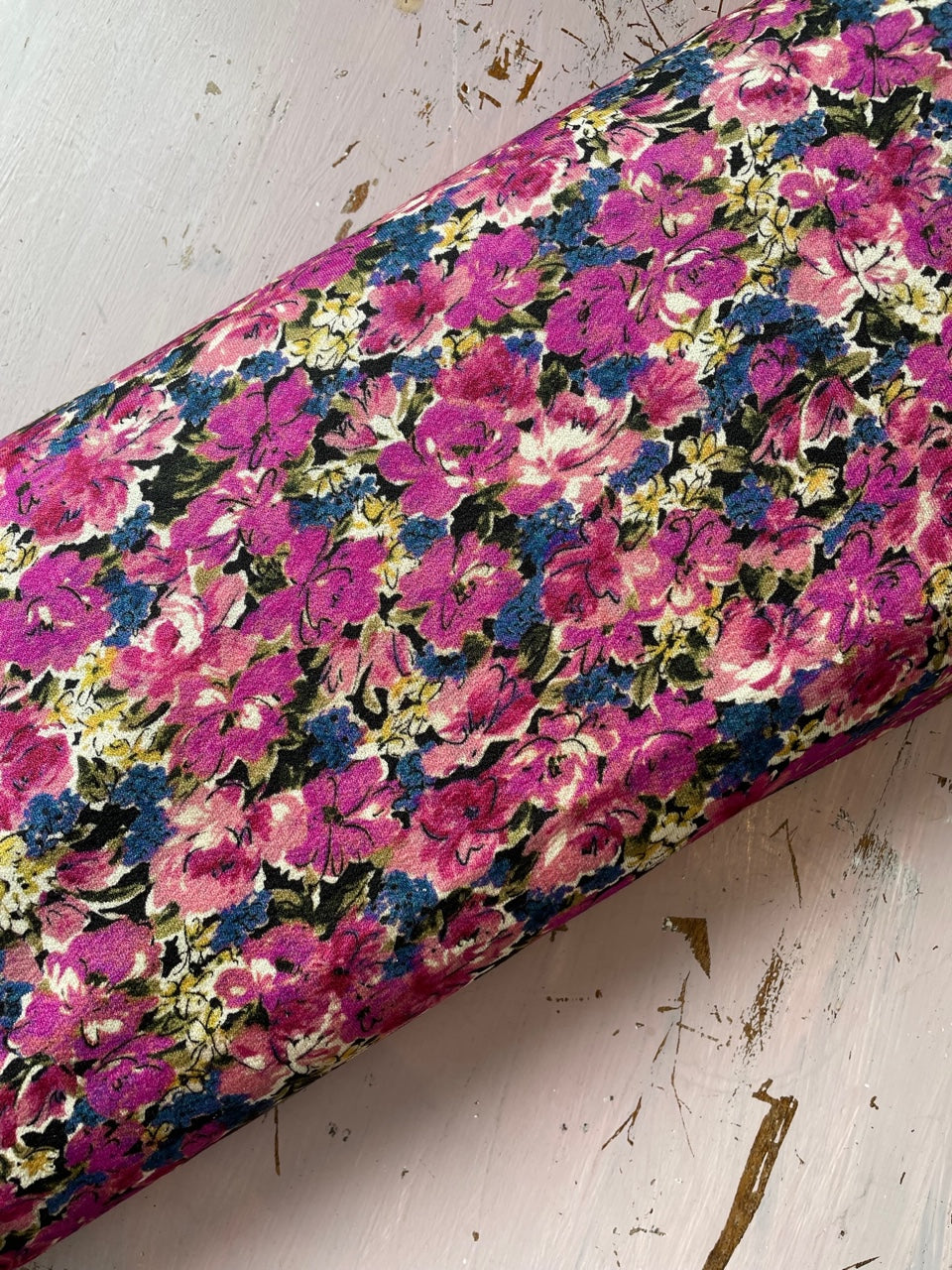 Magenta Blooms Floral Print - Viscose Crepe Jersey M2