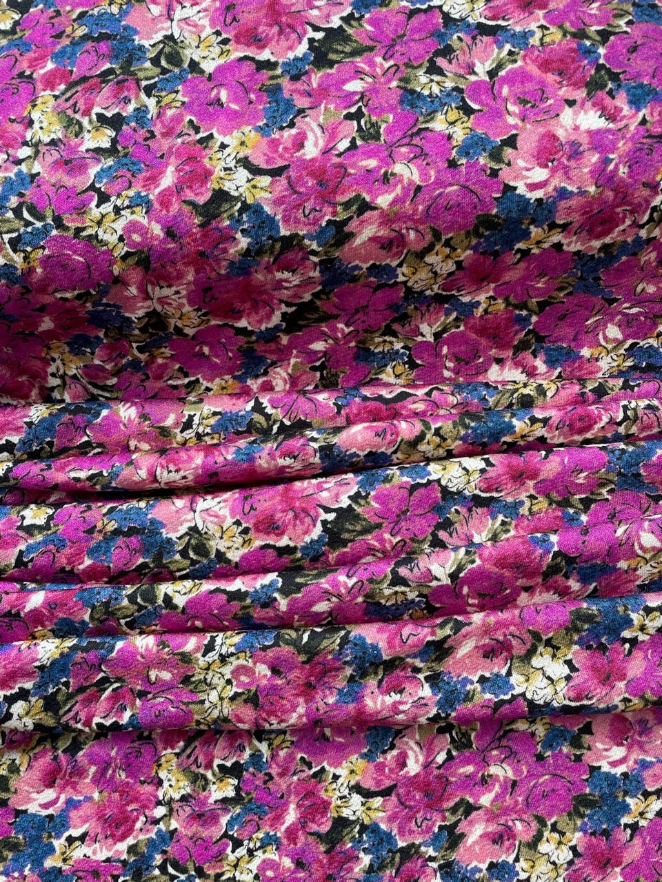 Magenta Blooms Floral Print - Viscose Crepe Jersey M2