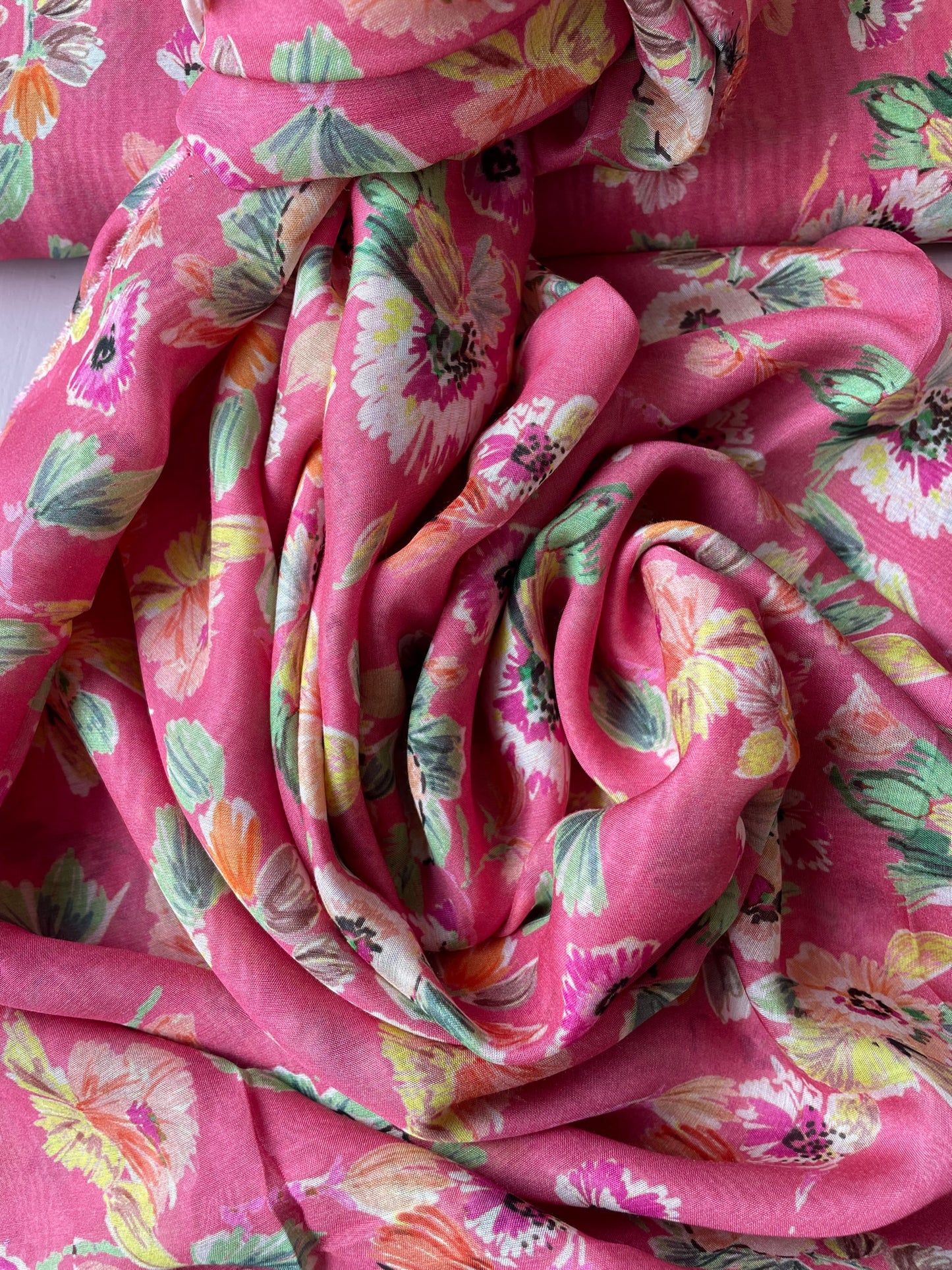 Pink Multi Floral Print - Cotton Voile