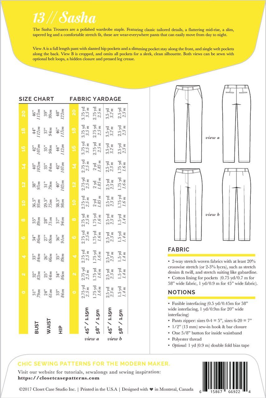 Sasha Trousers no.13 - Closet Core Patterns