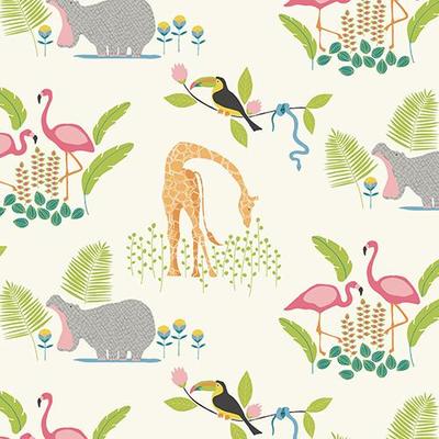 Jungle Animal Soft Furnishing Cotton, white/multi