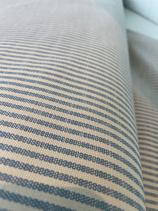 Sky Blue and Cream Timeless Stripe Cotton Duck