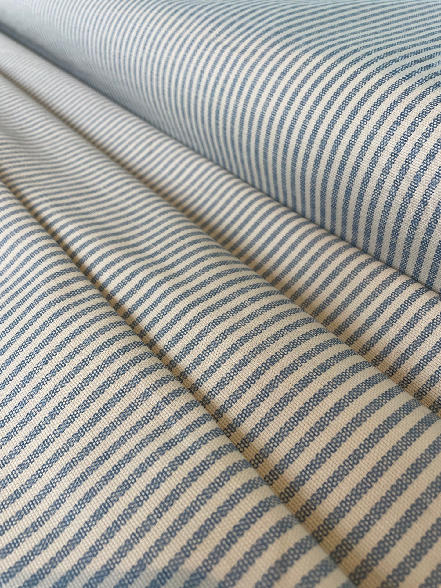 Sky Blue and Cream Timeless Stripe - Cotton Duck