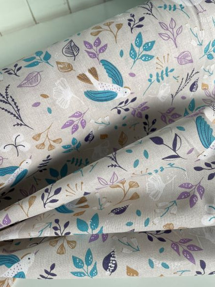 Oatmeal and Pastel Birds - Cotton Poplin SS94