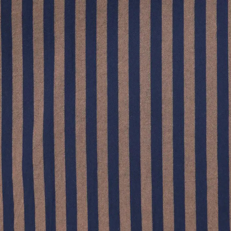 Navy and Brown Cotton Yarn Dyed Stripes